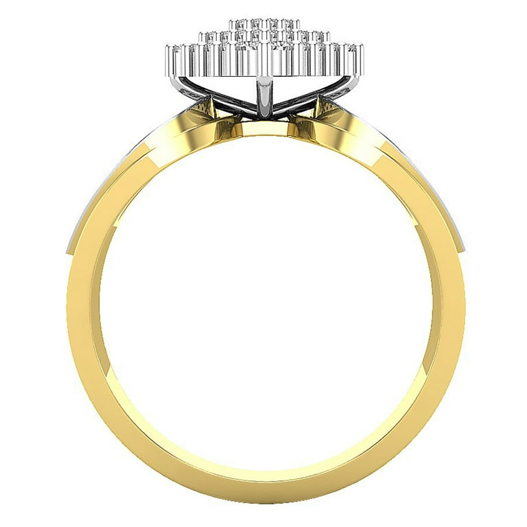 Dazzlingrock Collection 10K Gold Swirl Promise Ring - 0.10 Carat (1/10 CT) Natural Round White Diamonds, Ladies' Engagement Style