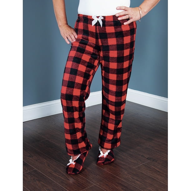 Buffalo Checker Lounge Pants and Slipper Set for Women - 3 Pieces ...