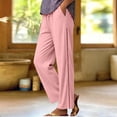 thumbnail image 2 of GUACER No Boundarie Women's Cotton Linen Wide Leg Pants Boho Crochet Lace Side Drawstring Pants with Pockets, 2 of 7