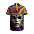 thumbnail image 4 of YuXingFu Mardi Gras Carnival Top for Men Shirts for Men Short Sleeve Clearance Sale S Men's Mardi Gras Print Button Casual Short Sleeve Lapel Shirt, 4 of 5