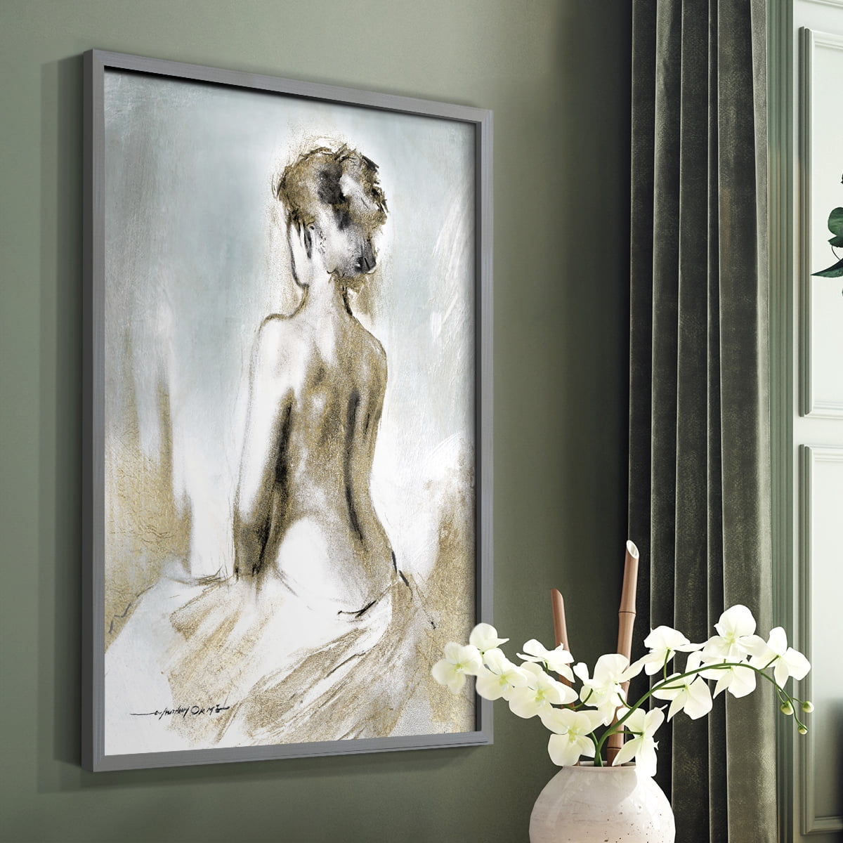 Figure in Golden Light II in Paper Solid Wood 16 x 20 Framed Print