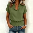 thumbnail image 4 of Women's V-Neck Short-Sleeve Waist-Cinching Casual Loose Summer Top, 4 of 8