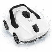 Automatic Robotic Pool Vacuum, Electric Pool Cleaning Robot with Remote Control, Debris Removal System, White