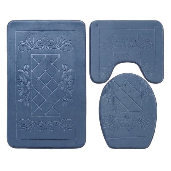 ERDOUY Three-piece setLuxury Bathroom Rug Mat, Extra Soft and Absorbent Microfiber Bath Rugs, Non-Slip Plush Shaggy Bath Carpet, Machine Wash Dry, Bath Mats for Bathroom Floor,Rhombus lattice ash