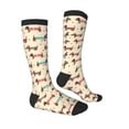 thumbnail image 3 of Picia Women Crew Soft Moisture-wicking Socks Dachshund Dog Puppy Pattern Design Cotton Socks, One Size fit All, 3 of 9