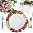 thumbnail image 5 of Ryvnso Roses Flower on Lattice Round Plate Mats Dining Table Placemat Set of 6 for Holiday Decoration, 5 of 7
