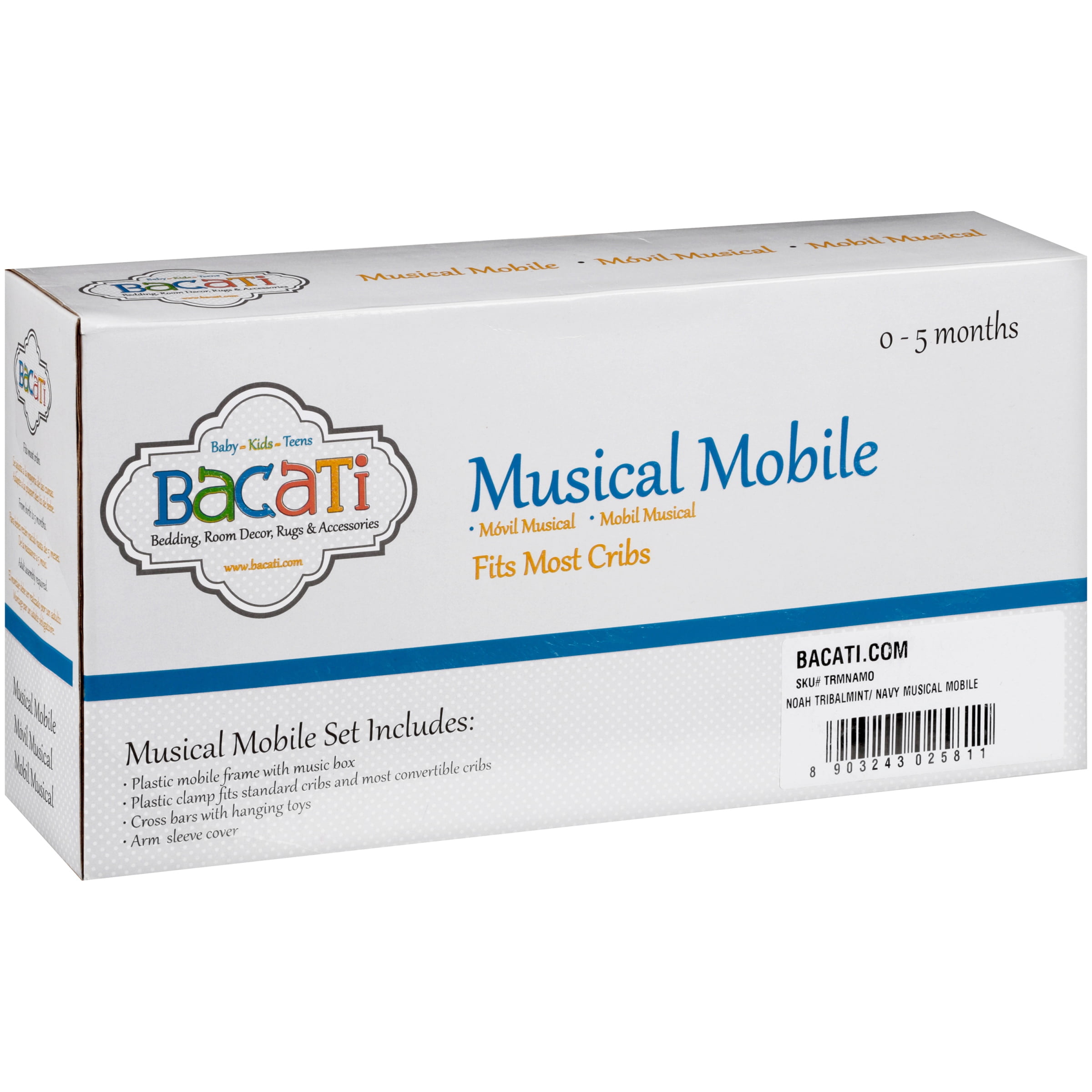 Bacati Noah Tribal Mint/Navy Musical Mobile Box