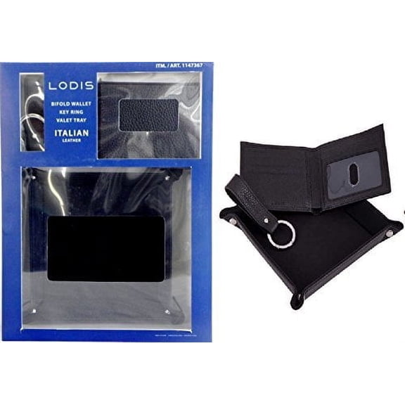Lodis Logan Men's Wallet Set Wallet, Key Ring, Valet TrayTumbled (Black)