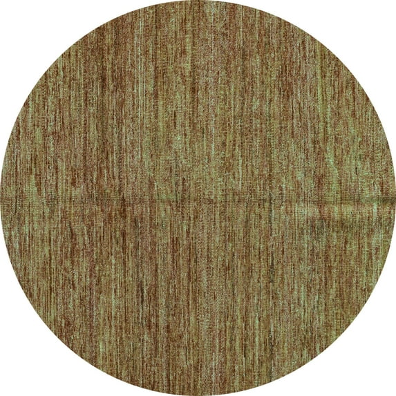 Ahgly Company Machine Washable Indoor Round Abstract Turquoise Blue Modern Area Rugs, 7' Round