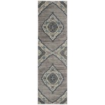 SAFAVIEH Madison Frazier Floral Geometric Runner Rug, Light Grey/Blue, 2'3" x 8'