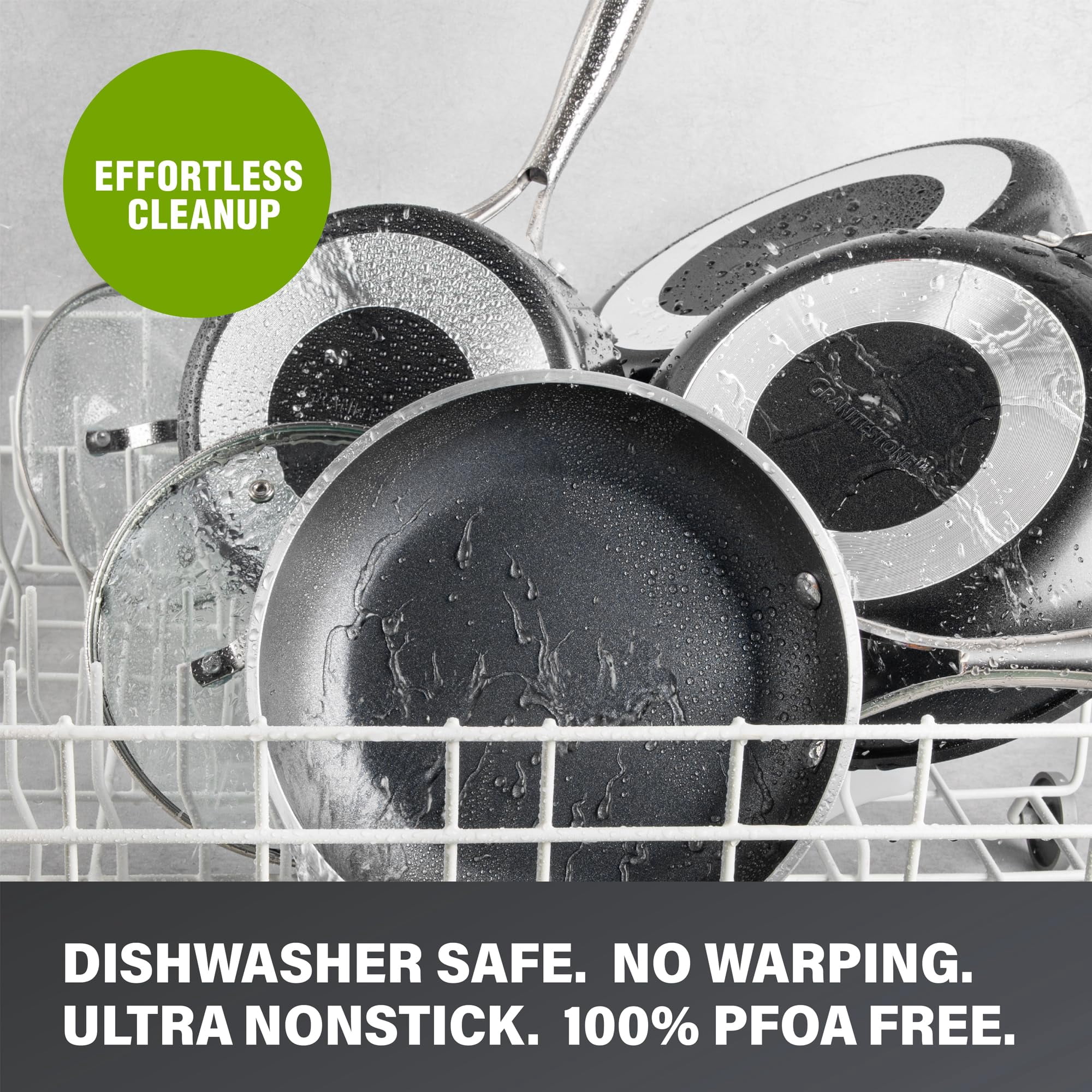 Granitestone Egg Pan 5.5" Nonstick Single Serve Eggpan with Rubber, Heat-Proof Handle, Dishwasher and Oven Safe, Aluminum Cookware