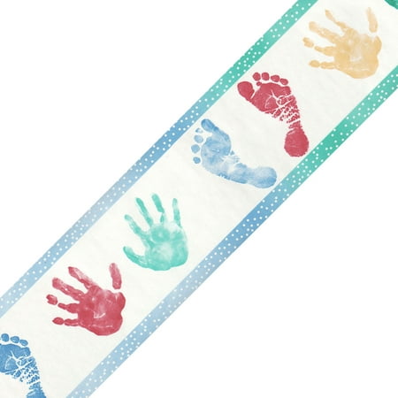 Blue Mountain Wallcoverings 12440633 Baby Handprints Footprints Prepasted Wall Border (Best Paint For Baby Footprints)