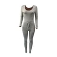 thumbnail image 5 of Women Long Sleeve Bodycon Yoga Jumpsuit Seamless Ribbed Workout Gym Outfit One Piece Leggings Jumpsuits(gray ,S), 5 of 6