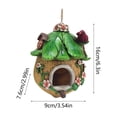 thumbnail image 3 of Hanging Bird House for Outdoor Garden Yard, Resin Bird Shelter for Wrens Sparrows Goldfinches, Decorative Wren Bird Home for Patio Tree Fence, 4 Season Small Bird Bed with Stainless Steel, Green, 3 of 6