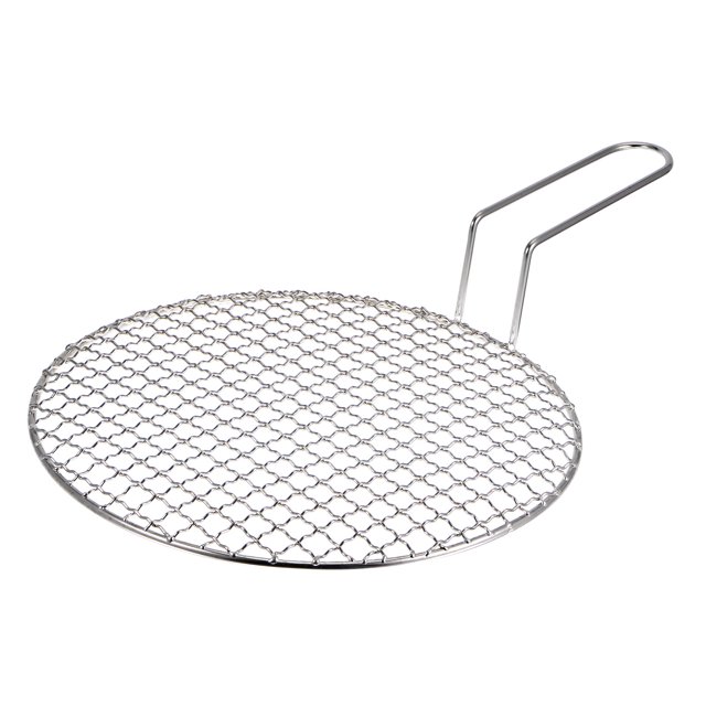 Unique Bargains Stainless Steel Grill, 10.4-inch Round Barbecue Net BBQ Grill Outdoor Grill Baking Wire Mesh Rack with Handle