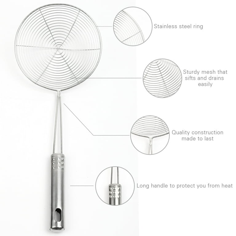 Versatile Stainless Steel Spider Strainer/Skimmer/Ladle for Cooking and  Frying, Chirano Kitchen Gadgets Wire Strainer Pasta Strainer Spoon (6 Inch)