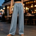 thumbnail image 3 of DENTOYOU Women's Wide Leg Pants with Pockets Work Dress Linen Pants Trendy Business Casual Outfits Comfort Fit Slacks Trousers Light Blue XXL, 3 of 6