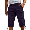 thumbnail image 2 of CONZONE Mens Baggy Cargo Shorts Straight Leg Workwear Shorts for Men Trendy Buttons Solid Soft Outdoor Hiking Shorts With Pockets, 2 of 5