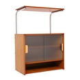 thumbnail image 5 of 5 Tiers Rectangular Countertop Kitchen Pantry, Small Bamboo Sideboard with 2 Sliding Glass Doors Standing Dining Cupboard Storage Cabinet for Cup Spice Seasoning Bottle(Brown), 5 of 23