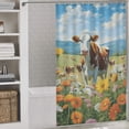 thumbnail image 3 of Farmhouse Highland Cow Funny Cattle And Flower Waterproof Polyester Quick-Drying Shower Curtain for Bathroom with 12 Hooks, 3 of 8