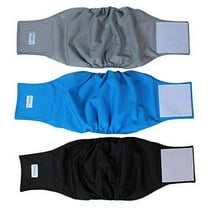 Teamoy Reusable Wrap Diapers for Male Dogs, Washable Puppy Belly Band Pack of 3 (L2, 20"-24" Waist, Black  Gray  Lake Blue)