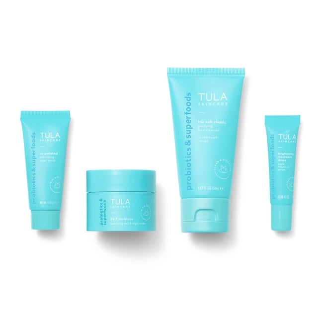 Kit de viaje para el cuidado de la piel TULA On the Go con limpiador e hidratante