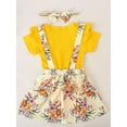thumbnail image 2 of Deago Newborn Baby Girl Clothes Infant Romper Floral Suspender Dress Ruffle Sleeve Onesie Outfit Jumpsuit Headband Spring Summer, 2 of 9