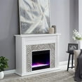 thumbnail image 3 of Bowery Hill Tiled Marble Color Changing Electric Fireplace in White, 3 of 15