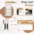 thumbnail image 6 of ANPOO Large Rolling Kitchen Island Table on Wheels with Drop Leaf, Barn Door Kitchen Island Table with Storage Cabinet and Tower Rack, Island Table for Kitchen, 6 of 9