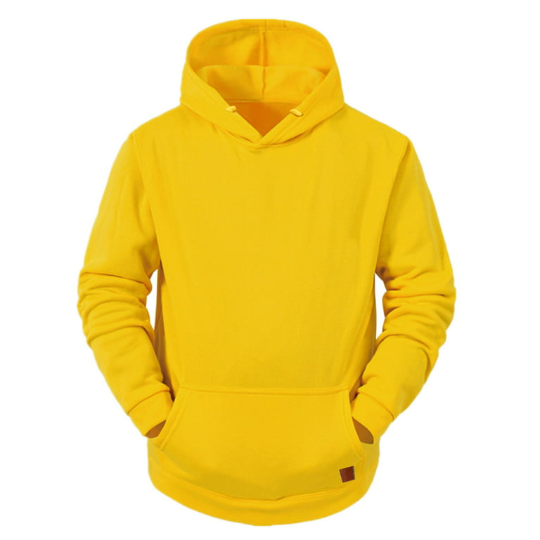 Yellow Hoodies For Men Mens Autumn And Winter Casual Loose Solid Hooded  Sweater Top