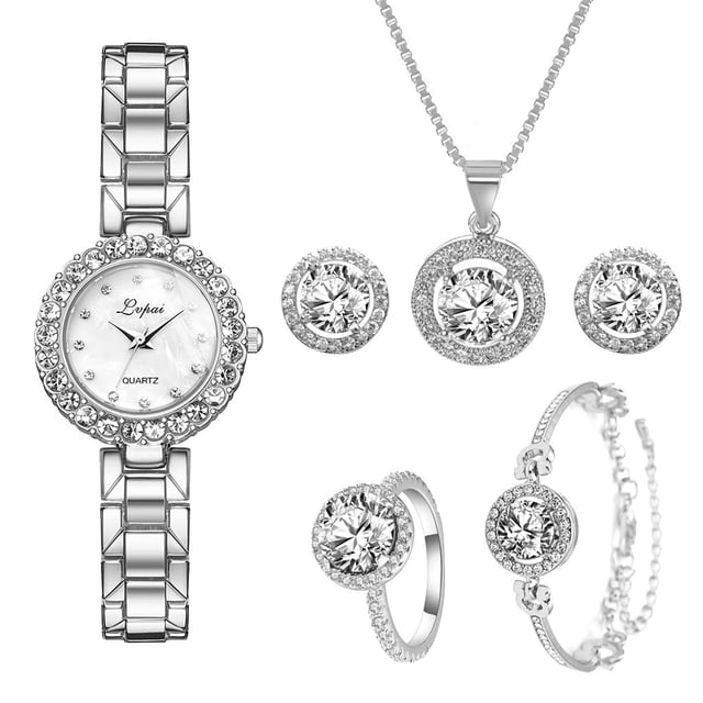 Conjunto de reloj de mujer de temperamento simple Conjunto de reloj de pulsera con correa de aleación clásica para mujer