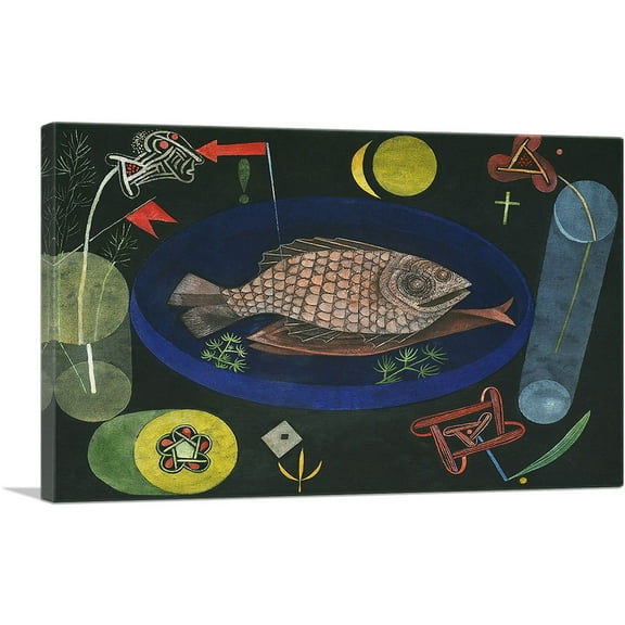 ARTCANVAS Around the Fish 1926 Canvas Art Print by Paul Klee - Size: 26" x 18" (0.75" Deep)