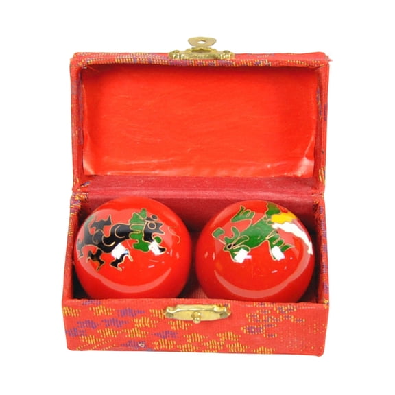2-Piece Baoding Health Balls Set - Hand Exercise Massage Balls for Stress Relief and Finger Strength Training, with Brocade Gift Box for Men and Women