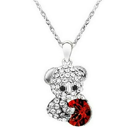 Swarovski Elements Crystal Star - Wrapables® Cute Teddy Bear Swarovski Elements Crystal Pendant Necklace, Red
