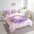 thumbnail image 3 of Manfei Purple Christmas Wreath Bedding Comforter Set 7pcs, Fashion Watercolor King Bedding Sets, Teens Kids Girls Women Reversible Bed Sheets, Luxury Bedroom Decor, 3 of 7