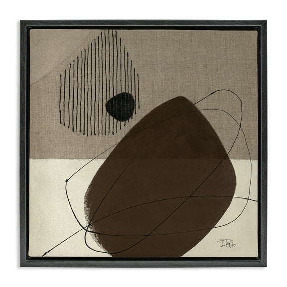 Stupell Industries Hidden Lines Abstraction Abstract Painting Black Floater Framed Canvas Art Print Wall Art, 18 x 18