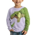 thumbnail image 3 of POLERO Boy T-Rex Dinosaur Shirts Long Sleeve Crew Neck 2 Pack Grey Purple Lightweight Pullover Cartoon T-Shirts Sport Top Tee For Kids 13-14Y, 3 of 6