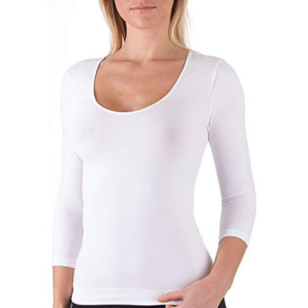 Bellissima - Bellissima 3/4 Sleeve Scoop Neck Top Made in Italy (White ...