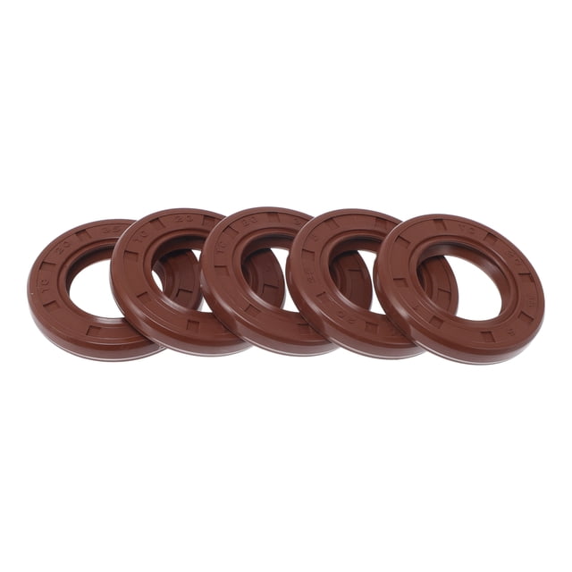 Sello de Aceite Universal TC Doble Labio con Resorte de Acero 20x35x5mm Alta Presión Caucho FKM Marrón 5 Pcs