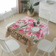 thumbnail image 6 of Hello Spring Table Cloth Waterproof Tablecloths, Pink Tulip Flowers Farmhouse Buffalo Plaid Wooden Tablecloth Dining Table Cover for Kitchen Party Tabletop Outdoor, Square Tablecloth 54x54 Inch, 6 of 9