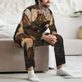thumbnail image 7 of Picia Sky Sunset Bronze Dragon Pattern Men’s Long-Sleeve Sleepwear Set - Soft 2-Piece Loungewear with Pockets, Comfy PJs for Relaxing Nights-Medium, 7 of 7
