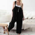 thumbnail image 3 of Baqcunre One Piece Jumpsuits For Women Women'S Sleeveless Wide Leg Bib Pants Bottons Jumpsuit Romper With Button Pockets Button Jumpsuit Womens Sweatpants Womens Pants Black L, 3 of 5