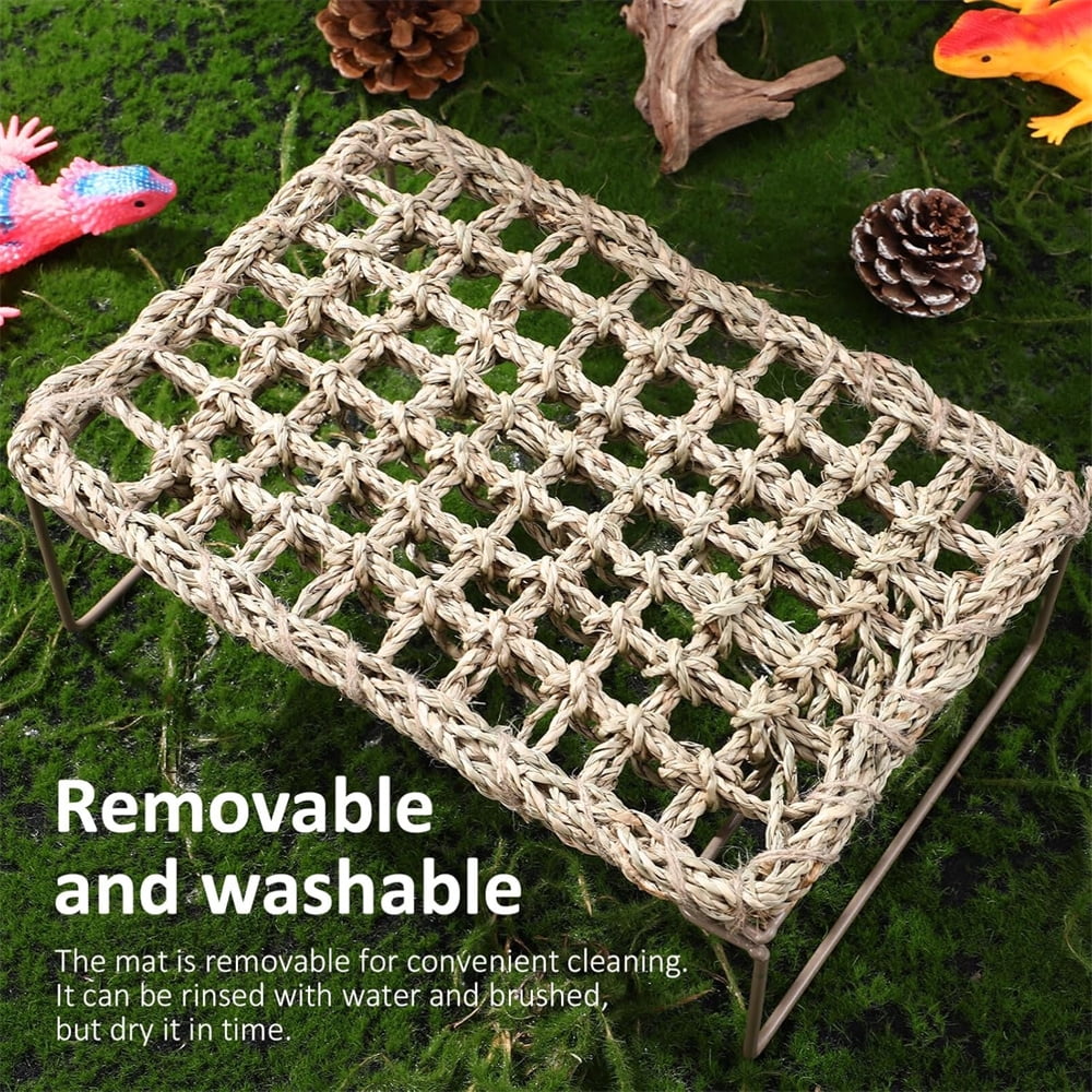 Triani 1Pcs Lizard Grass Bearded Dragon Lounger Reptile Lounger Hammock Bed Dragon Tank Accessories for Bearded Dragon Leopard Gecko Lizard