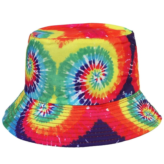 Tiedye Women Reversible Bucket Hat Summer Travel Lightweight Foldable Beach Outdoor Hat