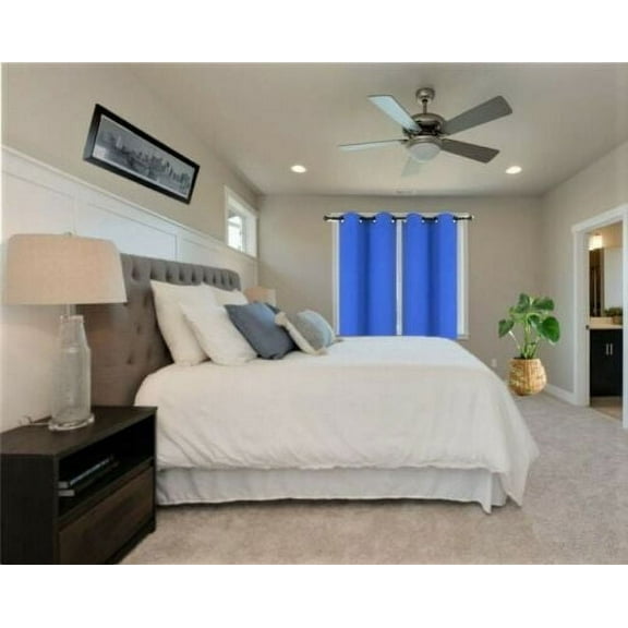 Window Treatment Short Panels Thermal Insulated Solid Grommet Blackout Curtains Drapes for Bedroom, Kitchen, Set of 2 Panels , 28 by 54 inch, Royal k54