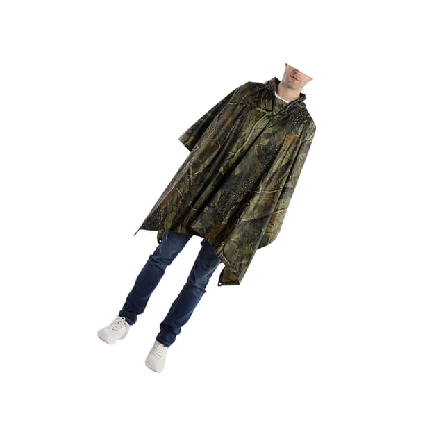 Yuarrent Chubasquero Unisex senderismo Camping Poncho con capucha impermeable a prueba de viento impermeable Camping ropa impermeable cubierta de lluvia Paraguas de lluvia Camuflaje de hoja Yuarrent HA067073-04