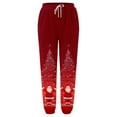 thumbnail image 4 of Fiaer Christmas Sweatpants Women Santa Printed Trendy Lace up Xmas Pants Plus Size Loose Fit Comfy Holiday Trousers with Pocket Red XL, 4 of 5