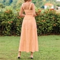 thumbnail image 6 of KDDYLITQ 2 Piece Sets for Women Summer Plaid Sleeveless Ruffle Hem Tops Flowy Skirts Matching Casual Outfits with Pockets Orange XL, 6 of 7