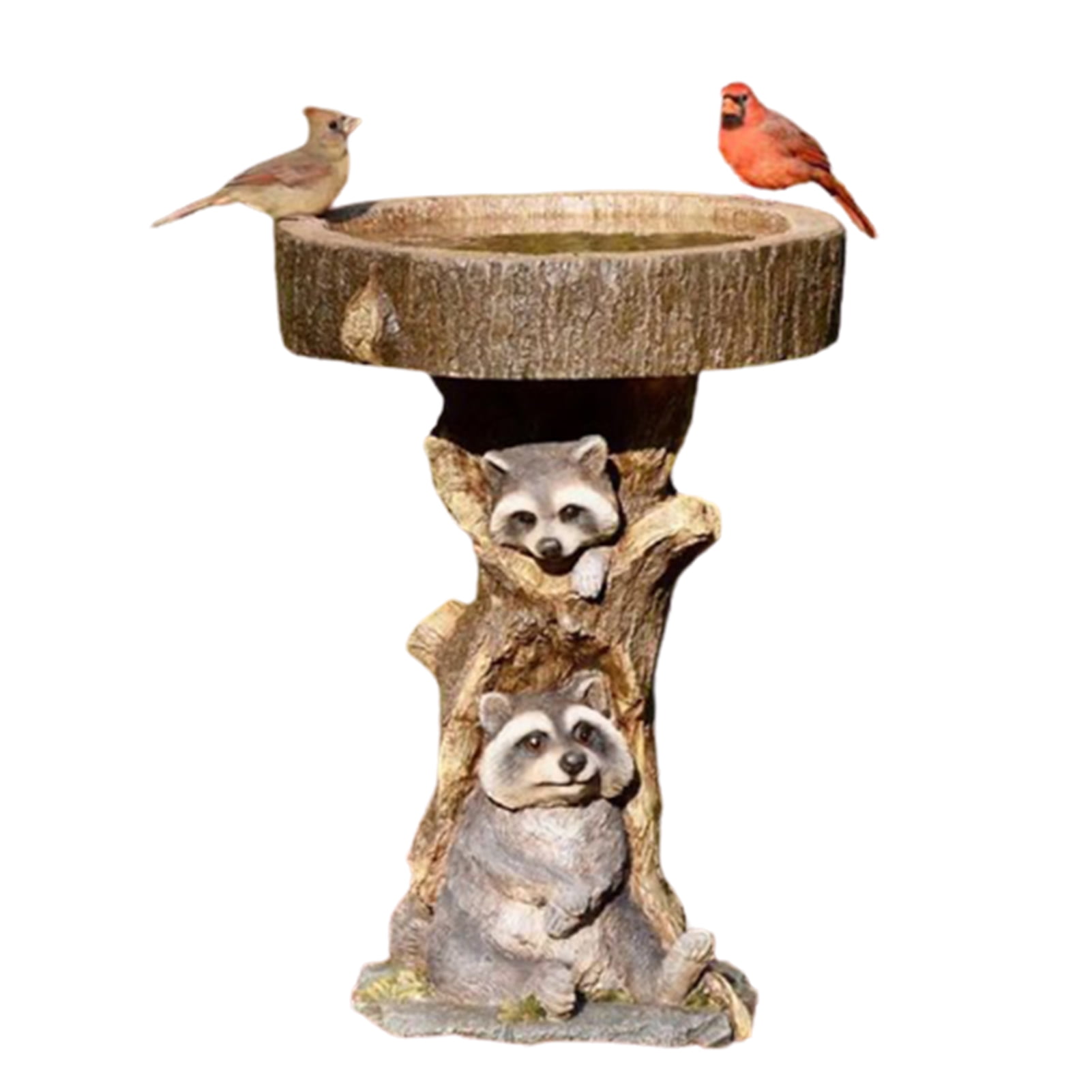 Resin Raccoon Birdbath Animal Statue Outdoor Birdfeeder Resin
