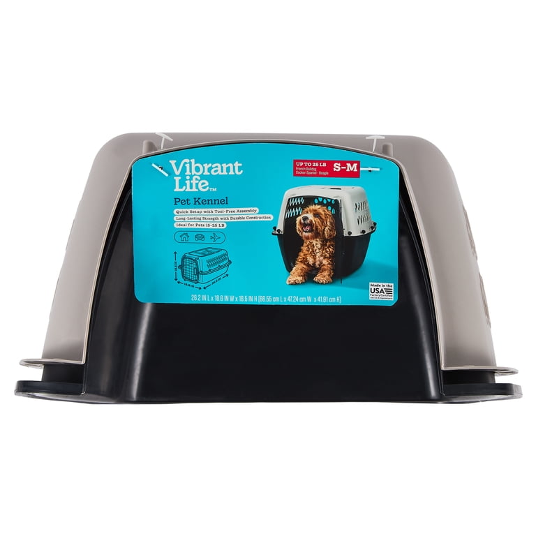 Vibrant Life Small/Medium Hard-Sided Pet Carrier, Black and Gray